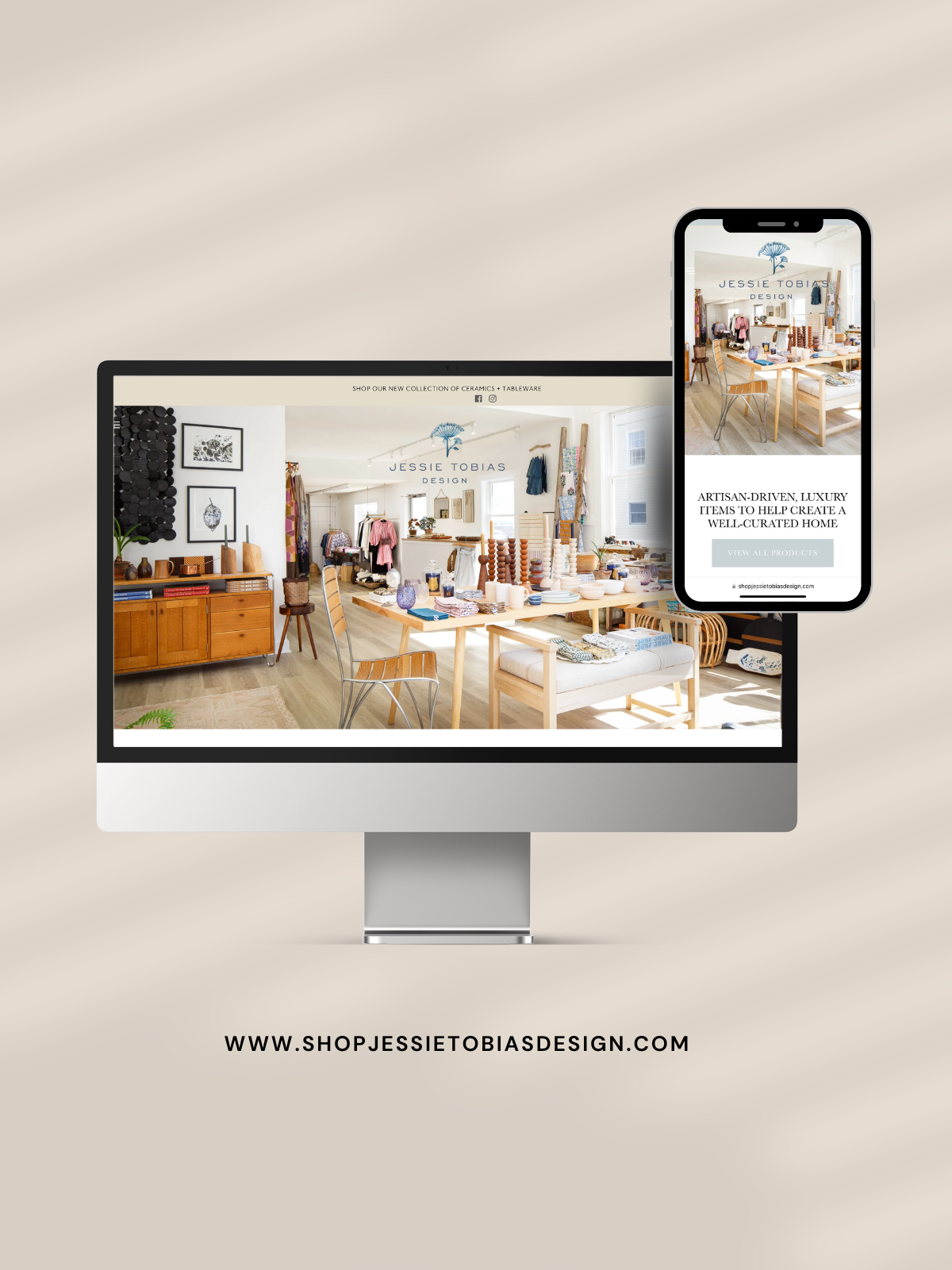 Shop Jessie Tobias Design Shopify E-Commerce Design by Marra Creative Studio